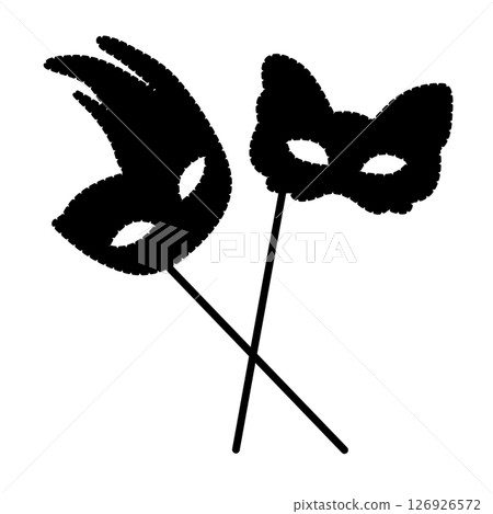 Two masquerade masks, black illustration 126926572