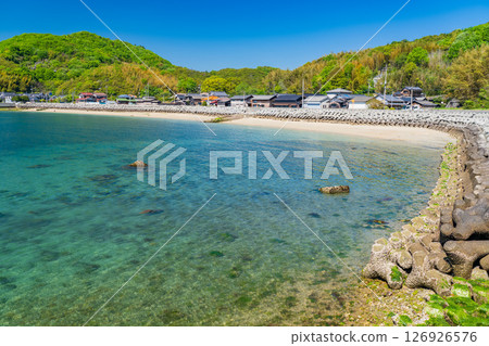 Ehime Prefecture: Coastline overlooking the Kurushima Kaikyo Bridge 126926576