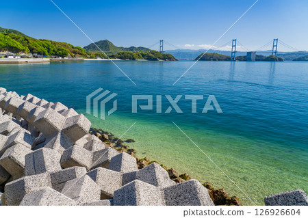 愛媛縣：眺望來島海峽大橋的海岸線 126926604