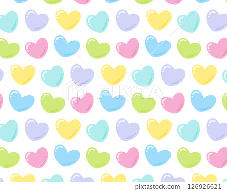 Seamless pattern with colorful hearts. Cute romantic hearts on white background. Vector illustration 126926621
