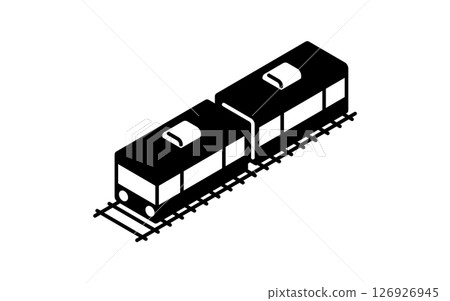 車輛圖標，簡單可愛的等距黑白線圖標，表示連接的火車 126926945