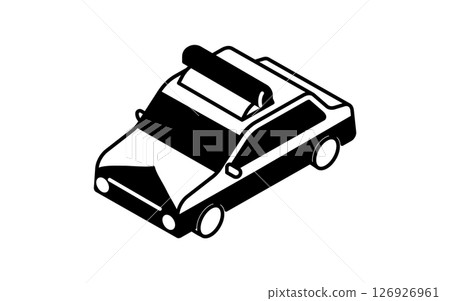 車輛圖標，日本警車的簡單可愛的等距黑白線圖標 126926961