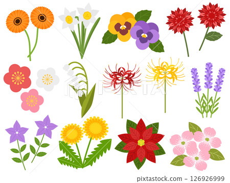 一組 13 個花圖標 126926999