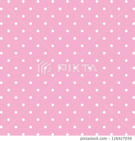 White polka dot pattern on pink background for wallpaper, backdrop, fabric print, decorations, poster, post card, textile, garment, clothes, dress pattern, blanket, duvet, bed sheet, cover design 126927056