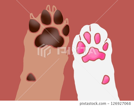 Simple dog and cat paw illustration (red background) 126927068