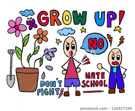 cartoon, stickman, flower 126927194