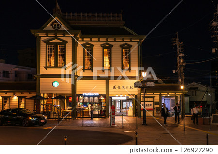 Night view of Dogo Onsen Station, Ehime Prefecture Night view of Dogo Onsen Station, Ehime Prefecture 126927290
