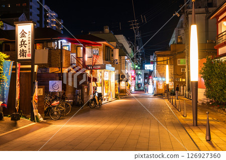 Ehime Prefecture: Night view of Dogo Shopping Street Ehime Prefecture: Night view of Dogo Shopping Street 126927360