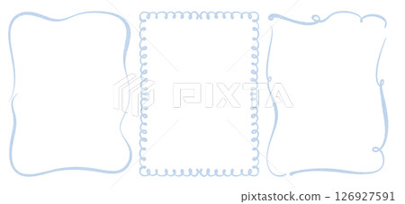 Collection includes simple, wavy, scalloped border frames with line and curve designs. Suitable for wedding invitations, cards, banners, and menus. Elements ready for print or digital use. 126927591