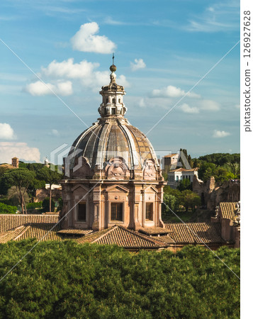 Historical Artistic Dome In The Cityscape Of Rome Historical Artistic Dome In The Cityscape Of Rome 126927628