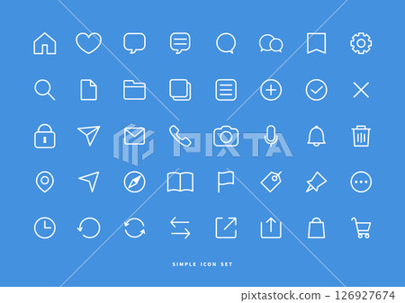 Icon set white line Icon set white line 126927674