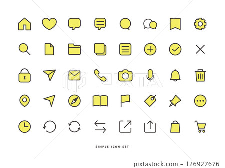 Icon set line yellow Icon set line yellow 126927676
