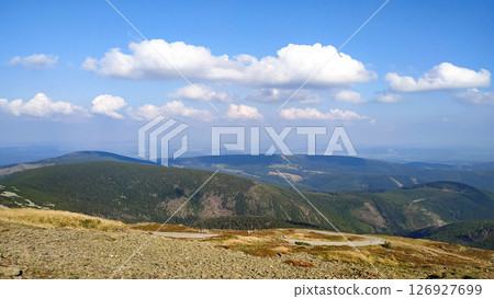 Panoramic view of snezka mountain and krkonose national park in czechia in august Panoramic view of snezka mountain and krkonose national park in czechia in august 126927699