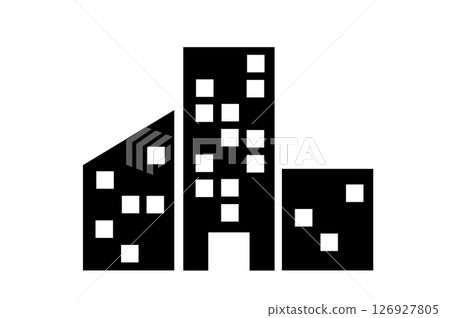 Icon Office Building. A simple, black and white icon depicting a modern office building in perspective. Icon Office Building. A simple, black and white icon depicting a modern office building in perspective. 126927805
