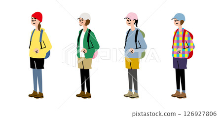 Colorfully dressed mountain girls walking 126927806