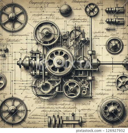 Old Western blueprint style illustration Old Western blueprint style illustration 126927932