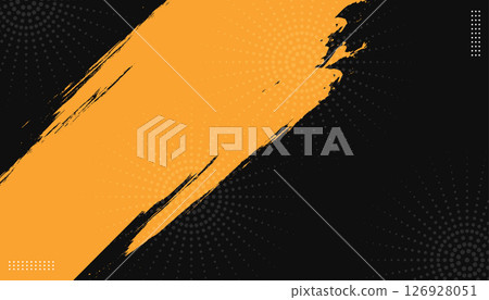 Abstract black and yellow background with grunge and halftone texture. Vector illustration 126928051