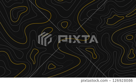 Abstract topographic contours on black and gold background illustration Abstract topographic contours on black and gold background illustration 126928086