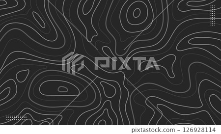 Abstract topographic contours with gray lines on black background illustration Abstract topographic contours with gray lines on black background illustration 126928114