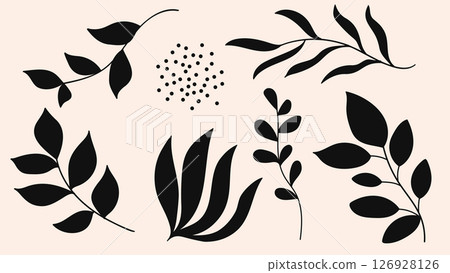 Black Silhouette Botanical Leaves Design Collection.Vector illustration Black Silhouette Botanical Leaves Design Collection.Vector illustration 126928126