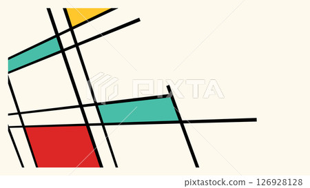 Geometric Yellow, Red, White, Blue, Black Design Bauhaus style.Background illustration Geometric Yellow, Red, White, Blue, Black Design Bauhaus style.Background illustration 126928128