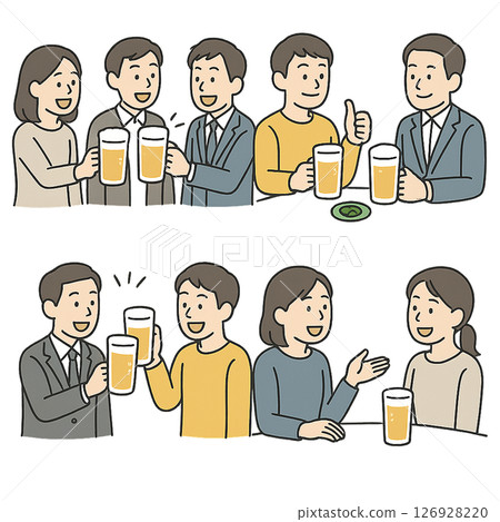 Drinking party and alcohol illustration material Drinking party and alcohol illustration material 126928220
