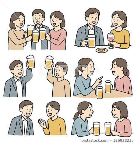 Drinking party and alcohol illustration material Drinking party and alcohol illustration material 126928223