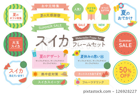 Pastel watermelon summer frame set / Promotional and POP materials (with sample text) 126928227