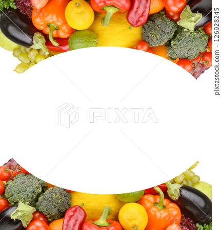 Collection fruits and vegetables isolated on a white background. 126928245