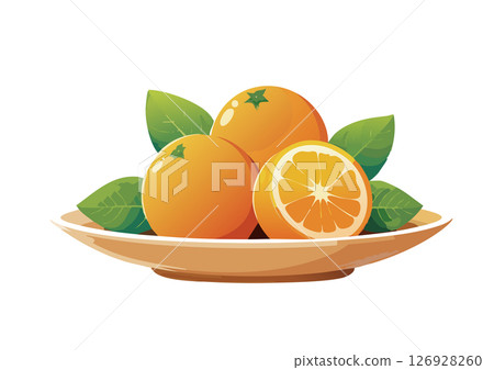 盤子裡的橘子和橘子的插圖 126928260