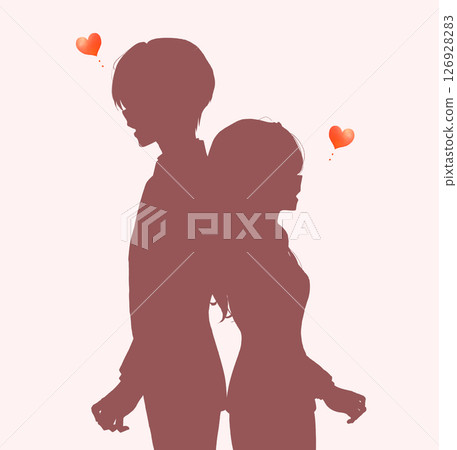 背靠背的商務人士,男人和女人,愛情,剪影 背靠背的商務人士,男人和女人,愛情,剪影 126928283