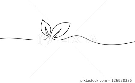 Growing Sprout Plant One Line Art . Hand drawn vector Illustration 126928386