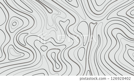 Abstract Topographic Contour Lines on Elegant Gray Background 126928402