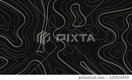 Abstract Topographic Contours on Black Background Abstract Topographic Contours on Black Background 126928409
