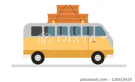 Yellow Van with Luggage Flat Vector Illustration Yellow Van with Luggage Flat Vector Illustration 126928429