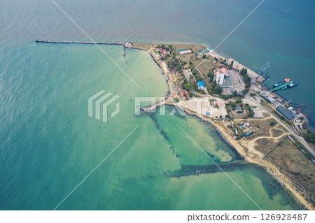 aerial view of a coast station aerial view of a coast station 126928487