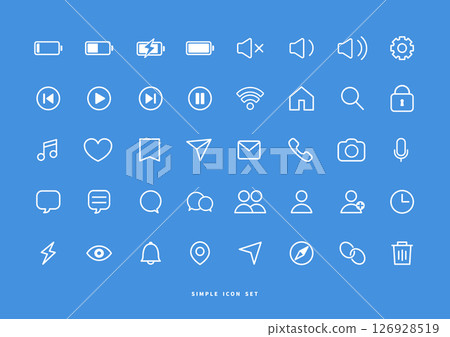 Icon set white line Icon set white line 126928519