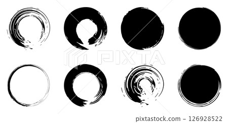 畫筆圓圈，黑色，日式，手寫，向量，集合，圓圈，圓圈 126928522