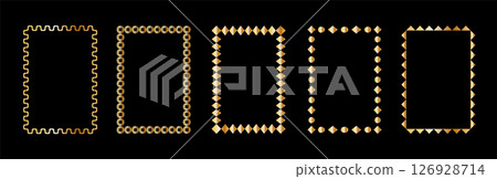 Vintage frames isolated on black background. Decorative gold frame. Trendy decorative frames for wedding invitations, greeting cards, prints. Vintage frames isolated on black background. Decorative gold frame. Trendy decorative frames for wedding invitations, greeting cards, prints. 126928714
