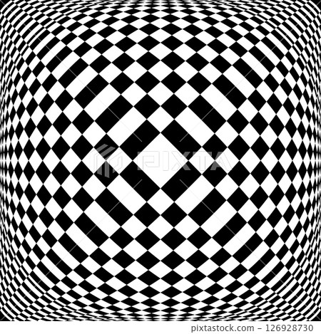 Checked Black and White Pattern. 3D Illusion. Convex Textured Background. 126928730
