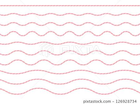 Set of illustrations of straight string and wavy string_pink Set of illustrations of straight string and wavy string_pink 126928734