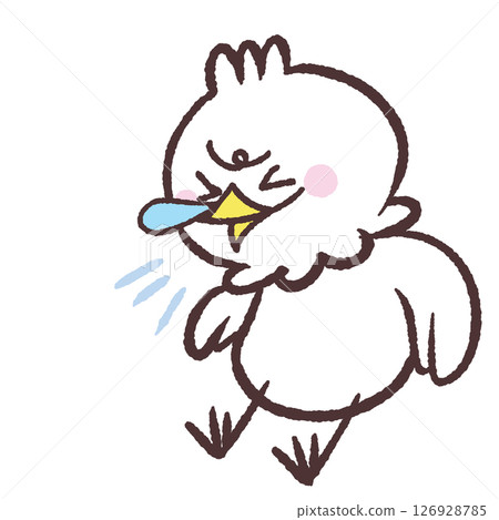 打噴嚏的白鳥的插圖 126928785