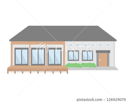 Single-storey house building illustration 126929070