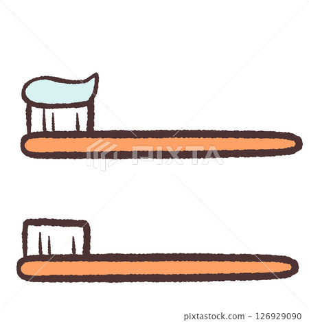 Set of illustrations of toothbrushes with toothpaste 126929090