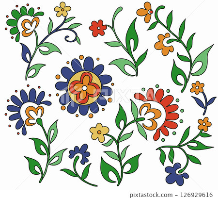 Set with abstract floral print, vector illustration 126929616