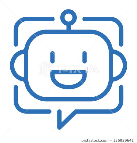 人工智慧聊天。表示對話式介面的線形圖標 126929641