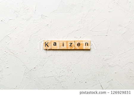 kaizen word written on wood block. kaizen text on table, concept kaizen word written on wood block. kaizen text on table, concept 126929831