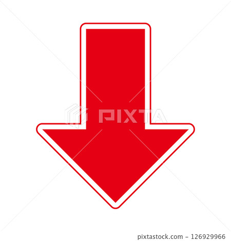 Simple red arrow on white background 126929966