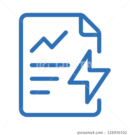 Automatic report generation icon. Line drawing illustration of automatic report creation by AI Automatic report generation icon. Line drawing illustration of automatic report creation by AI 126930102