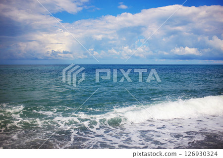 Beautiful seascape on a cloudy summer day. Beautiful seascape on a cloudy summer day. 126930324